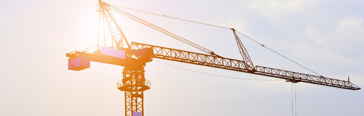 Crane with sunshine behind