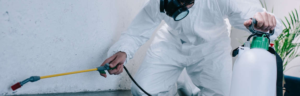 Person spraying toxic spray