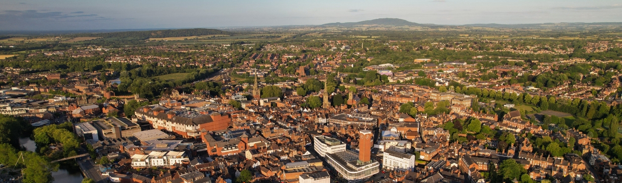 Aerial shot of Shrewsbury