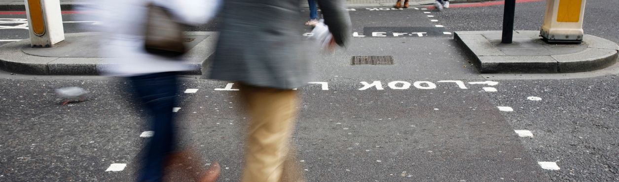 Pedestrians crossing a main road